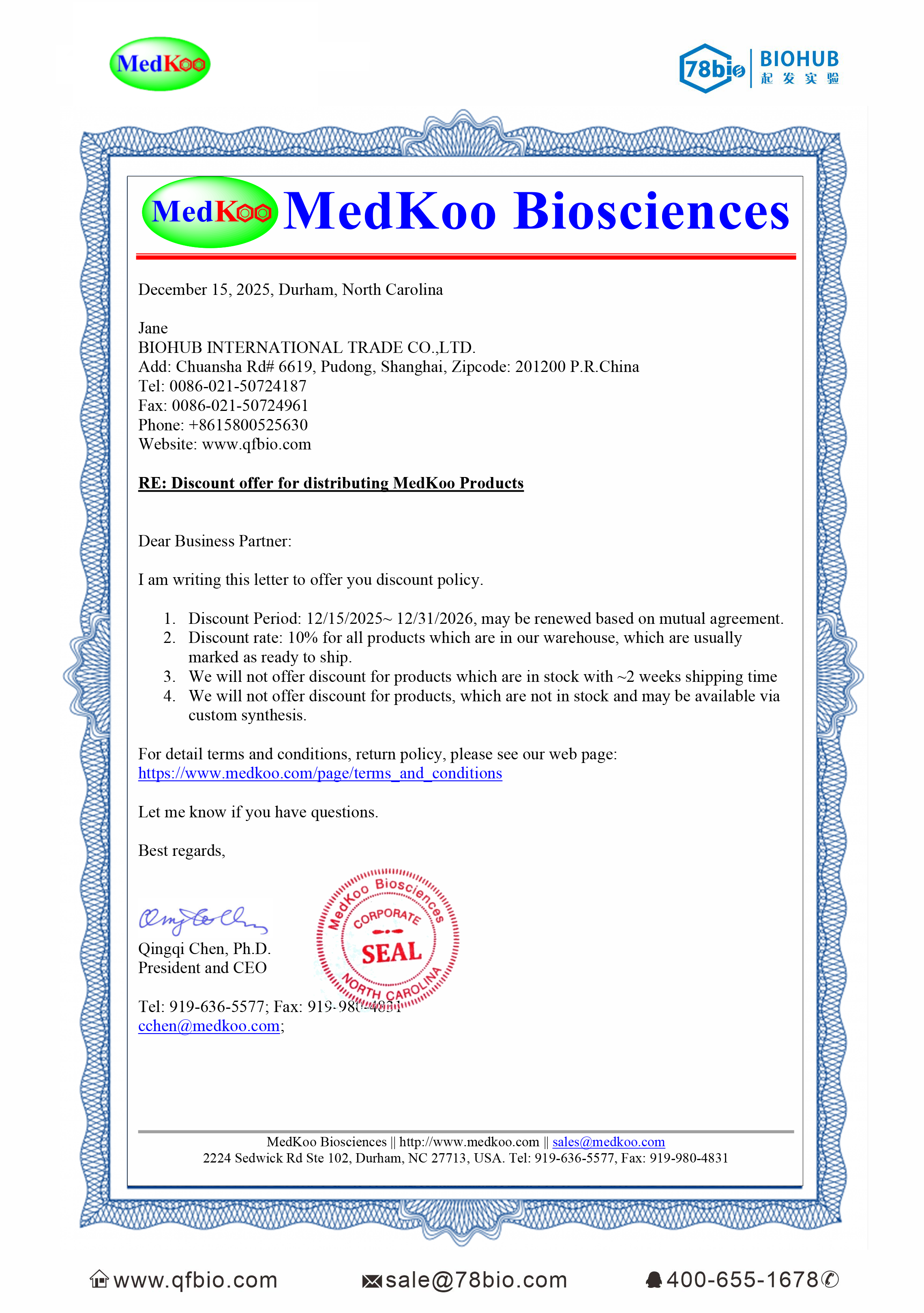 MedKoo Biosciences代理商 2026授權代理-上海起發