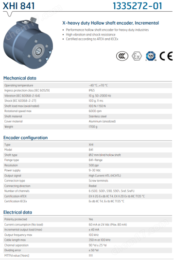 林德1335272-01 XHI 841 x重型空心軸編碼器